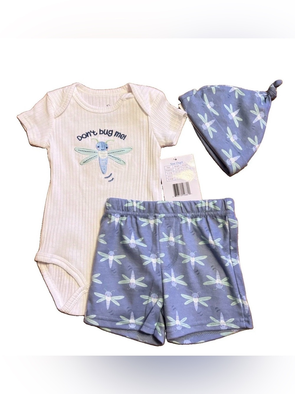 Baby Girls ‘Don’t Bug Me’ 3-Piece Bodysuit, Shorts & Hat - 6/9 Months